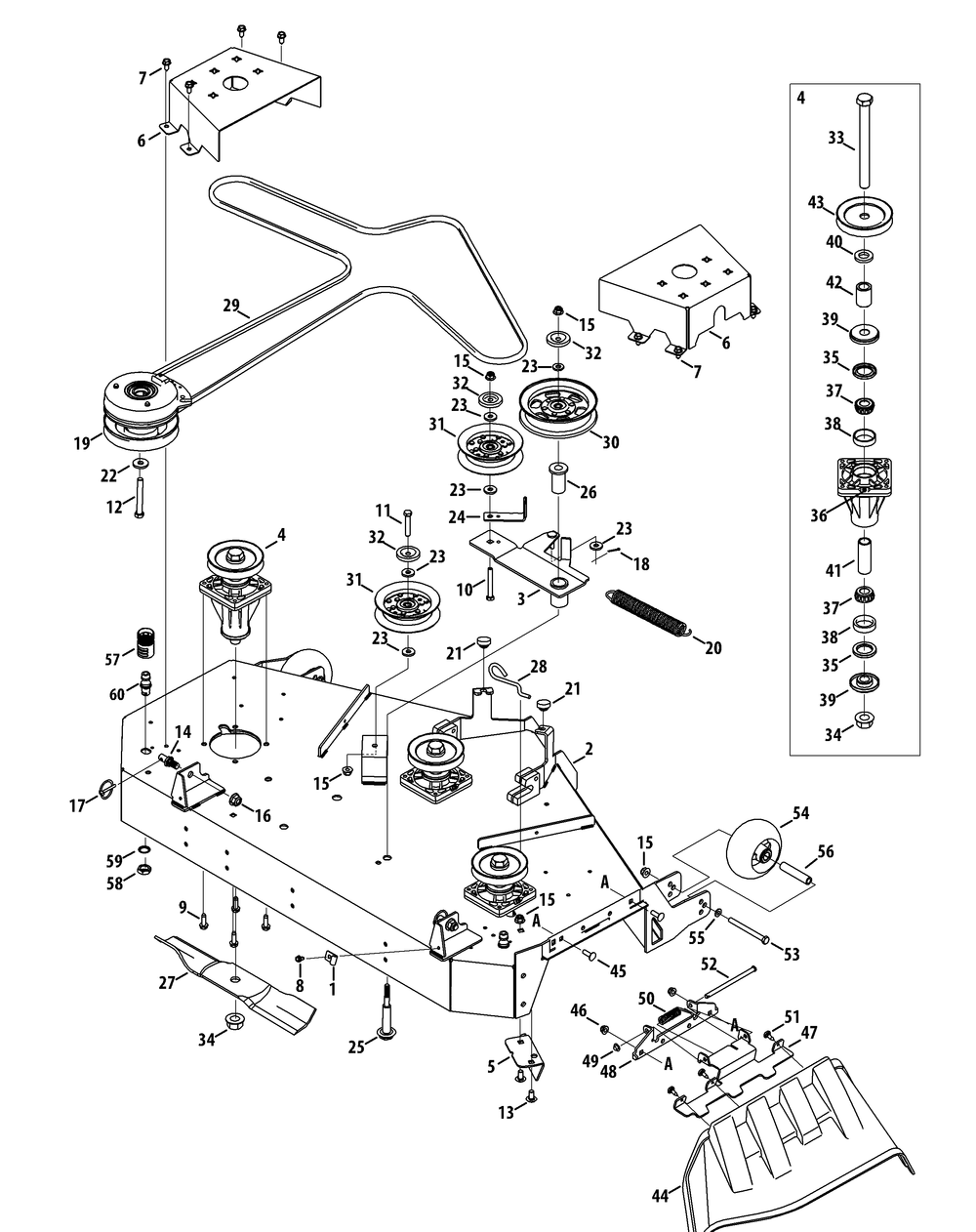 Mower Deck 48-Inch Diagram and Parts List for Z-FORCELZ48 (53ATDAGB-53ATDAGB050)(2014) Cub Cadet Lawn Tractor